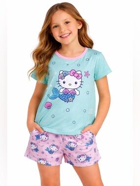 Hello Kitty Girls Mermaid Summer Pajama Set Large 10-12